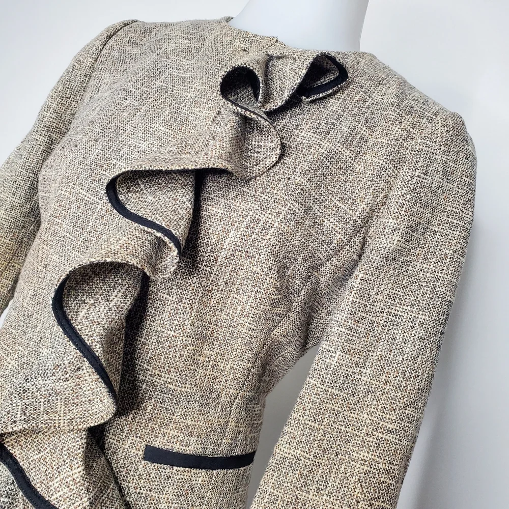 🚫SOLD - RED Valentino RARE Ruffled Tweed Blazer Jacket - Picture 4 of 14